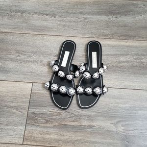 Zara Black/Silver Women's Sandals Size 38/7.5